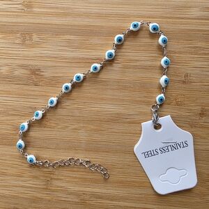 Stainless Steel Evil Eye Bracelet - Blue and Silver